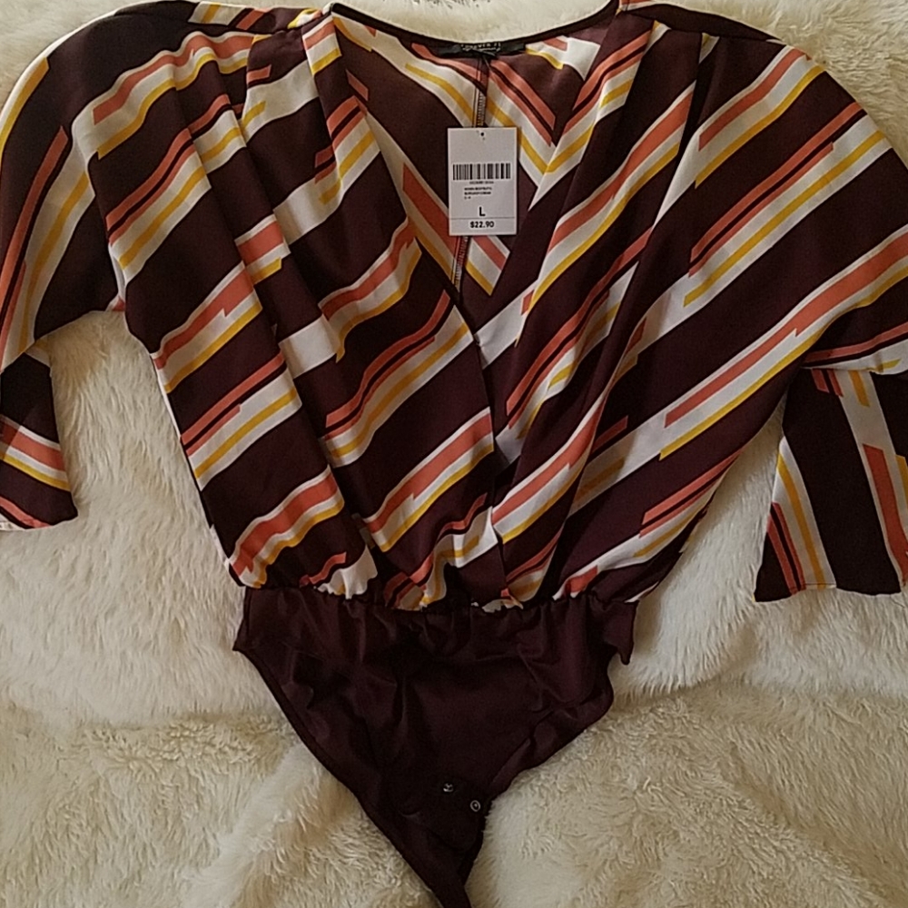 Brown striped bodysuit